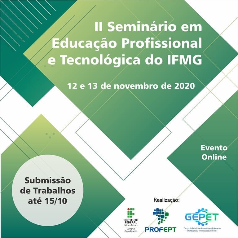 Submissão de trabalhos no Seminário em Educação Profissional e Tecnológica 2020
