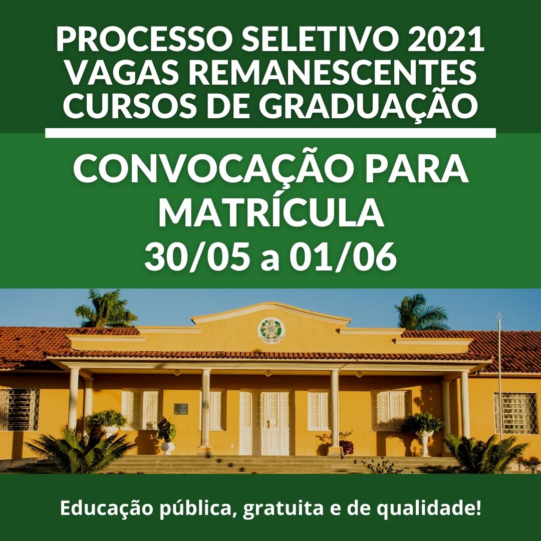 matricula vagas remanescentes graduacao