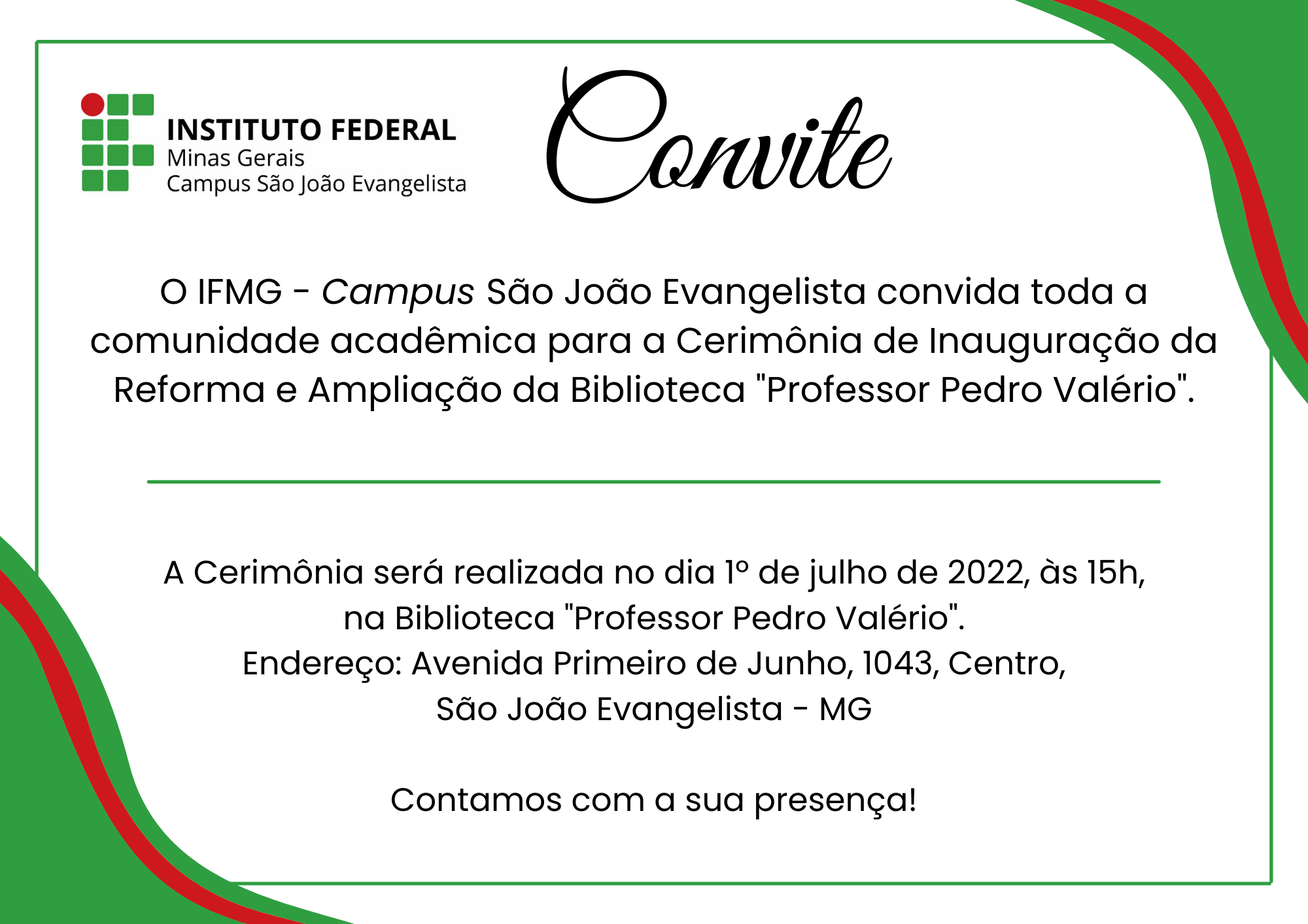 convite inauguracao biblioteca